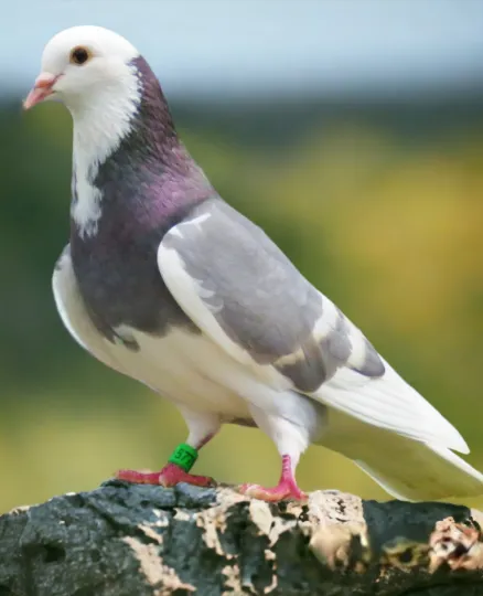 Blue White Bar Bald Pied White Flight Roller Pigeon